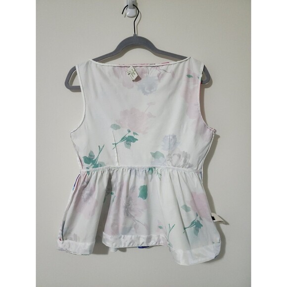 Kate Spade New York "Blooms" Stretch Cotton Peplum Top Size 8 Floral - Picture 14 of 16